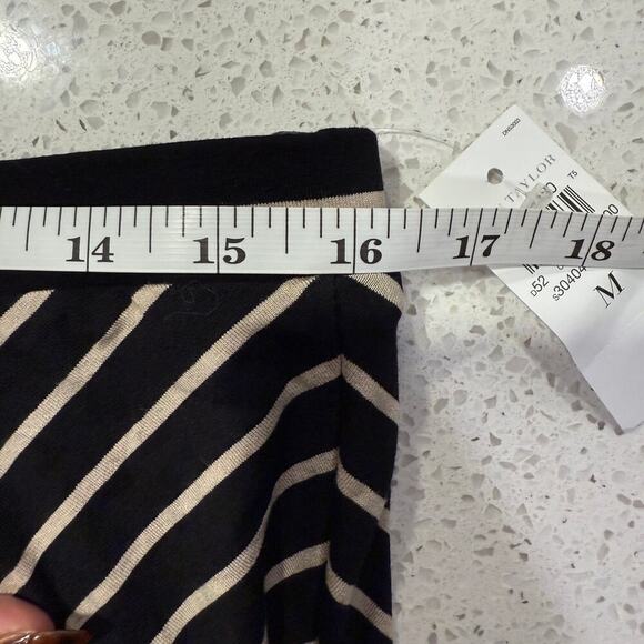 Ann Taylor Black  Beige Chevron Stripe Maxi Skirt Medium Fall Office Chic New - Picture 6 of 7